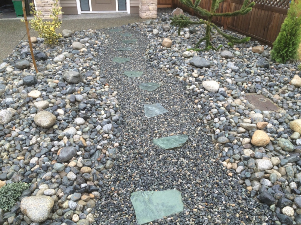 river rock, gravel and slate - central nanaimo landscaping