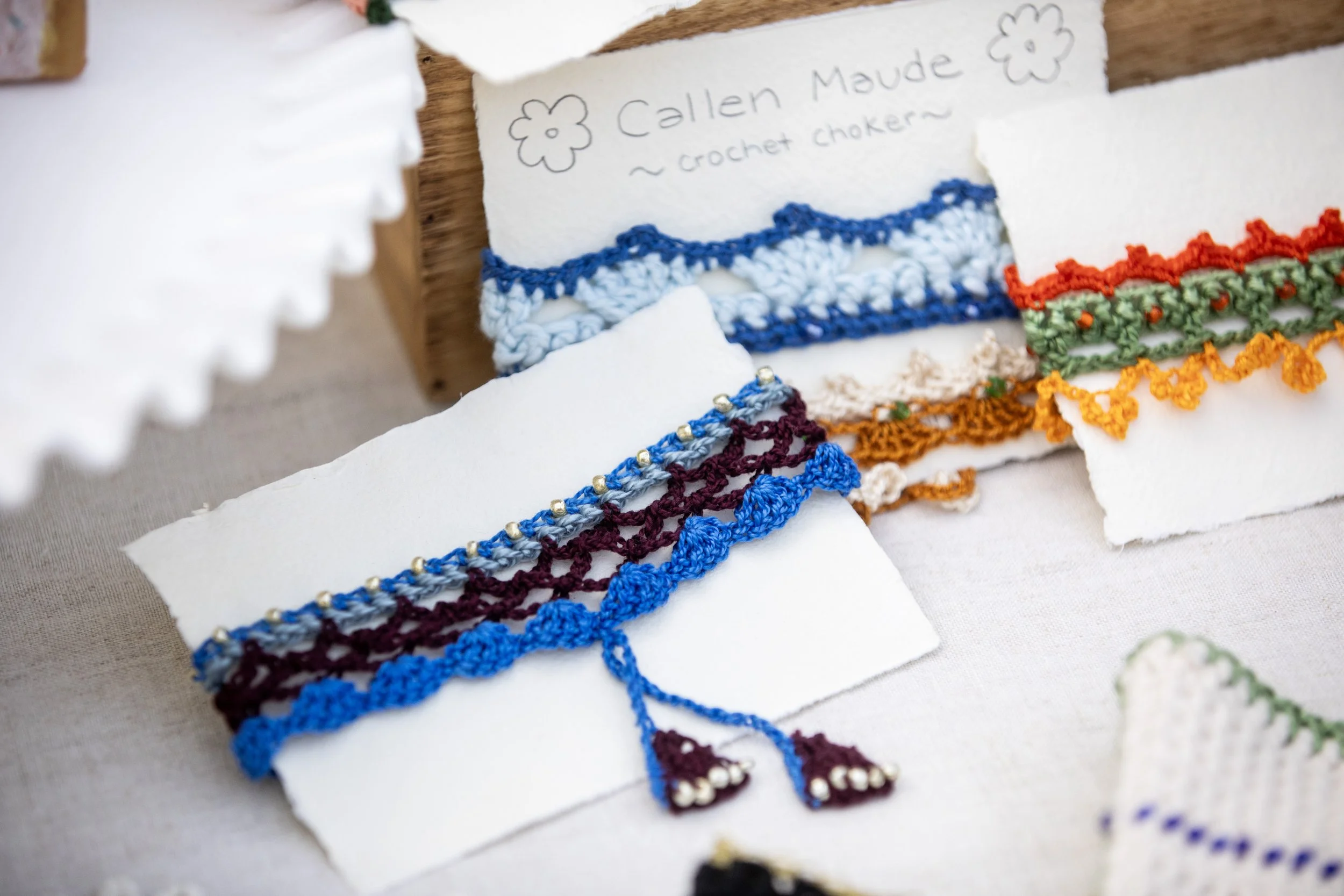 One of a kind crochet necklaces with vivid cotton yarn