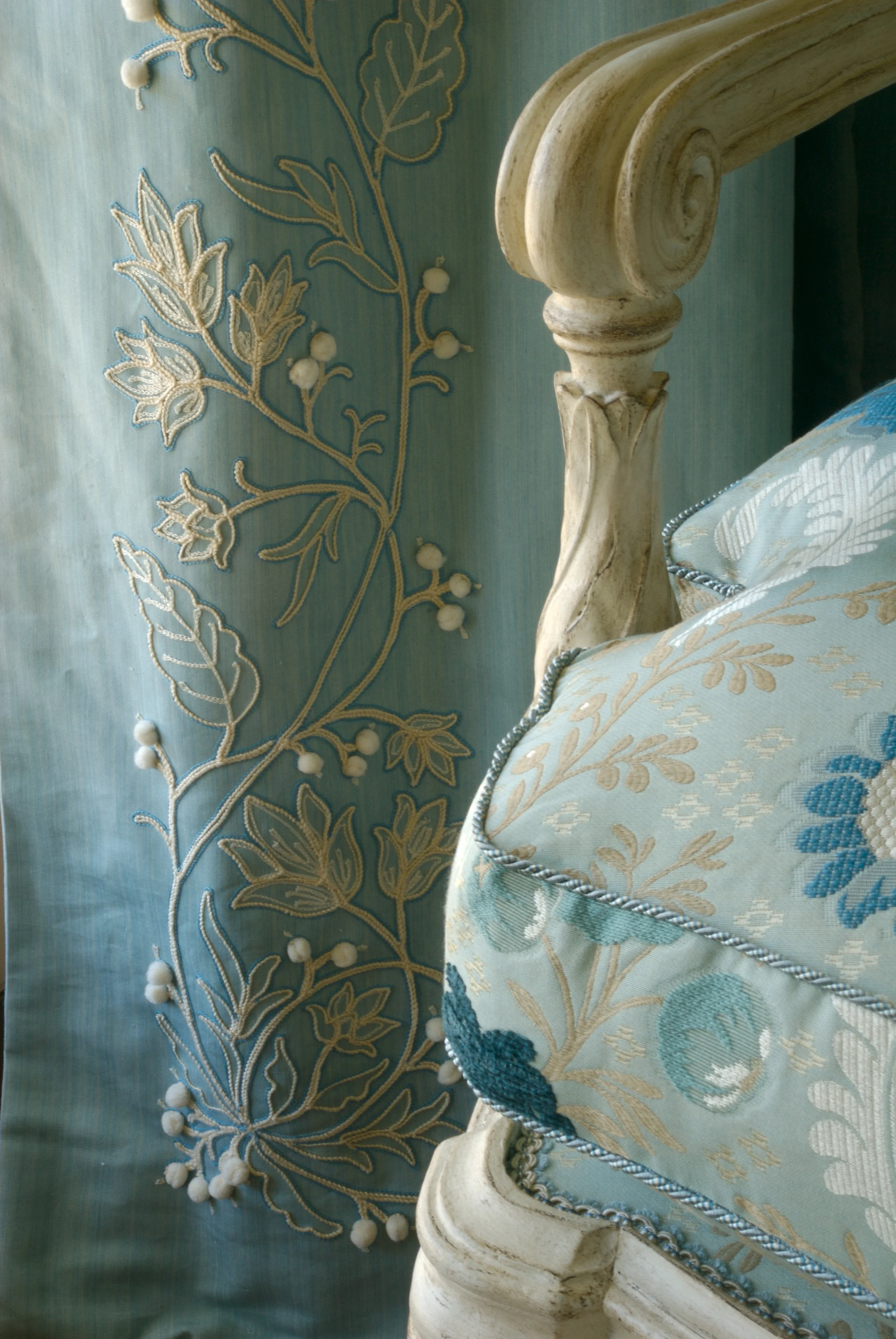 Embroidered curtain detail