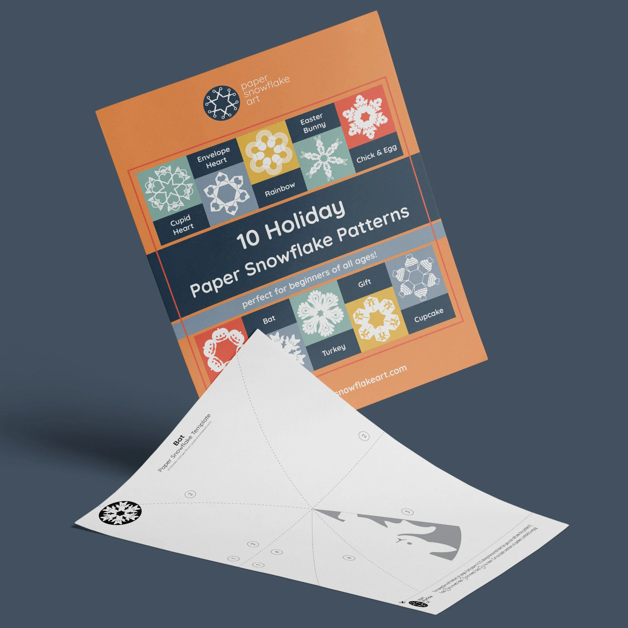 Holiday Paper Snowflake Printed Patterns - 10 Printed Pattern Pack - Easy to Fold &amp; Cut