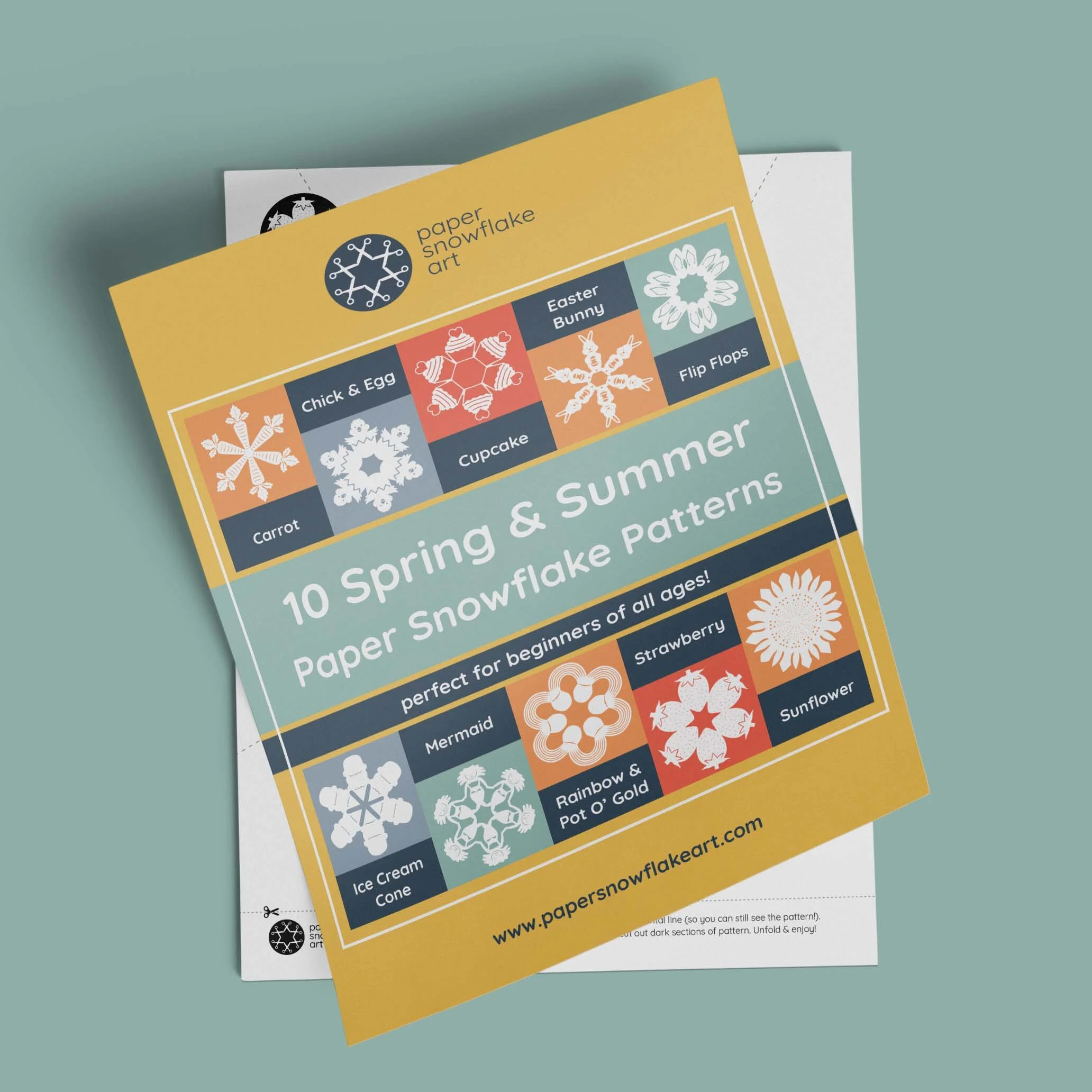 Spring &amp; Summer Paper Snowflake Printed Patterns - 10 Printed Pattern Pack - Easy to Fold &amp; Cut