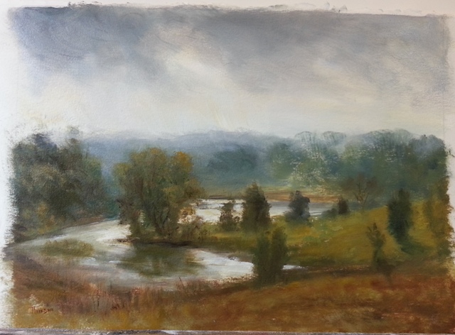"First Light" 8"x14" oil on paper, SOLD
