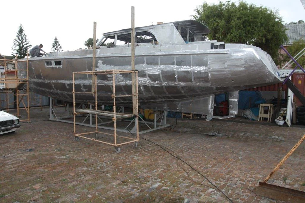 The handsome pilothouse of the Good Hope 56 takes shape.