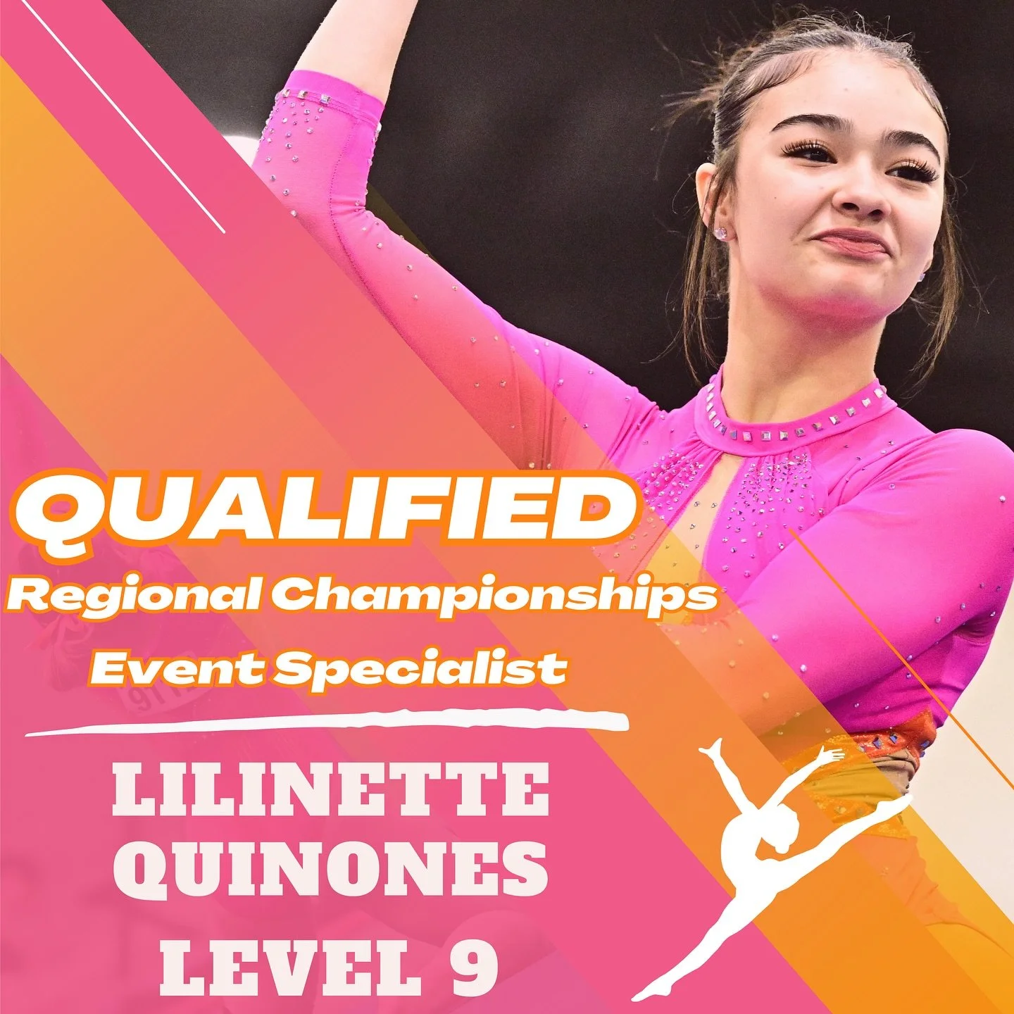🏆 REGIONAL QUALIFIER 🏆

Congratulations to Level 9, Lilinette Quinones on qualifying to Regional Championships as an Event Specialist! 💖🧡