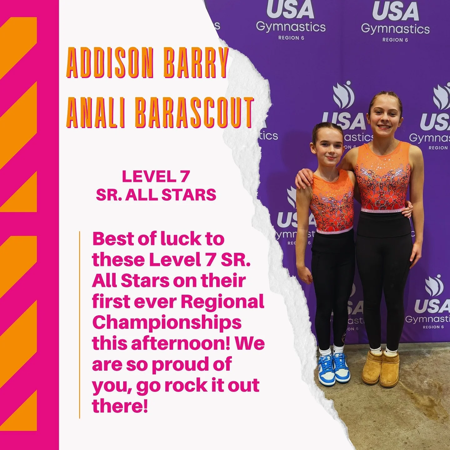 Session ✌🏼of the Level 7️⃣ Regional Championships here at the Mass Mutal Center📍

Best of luck to these two rockstars at their first ever Regional Championships!!! You girls have worked so hard and we can&rsquo;t wait to watch you rock!! 💖🧡