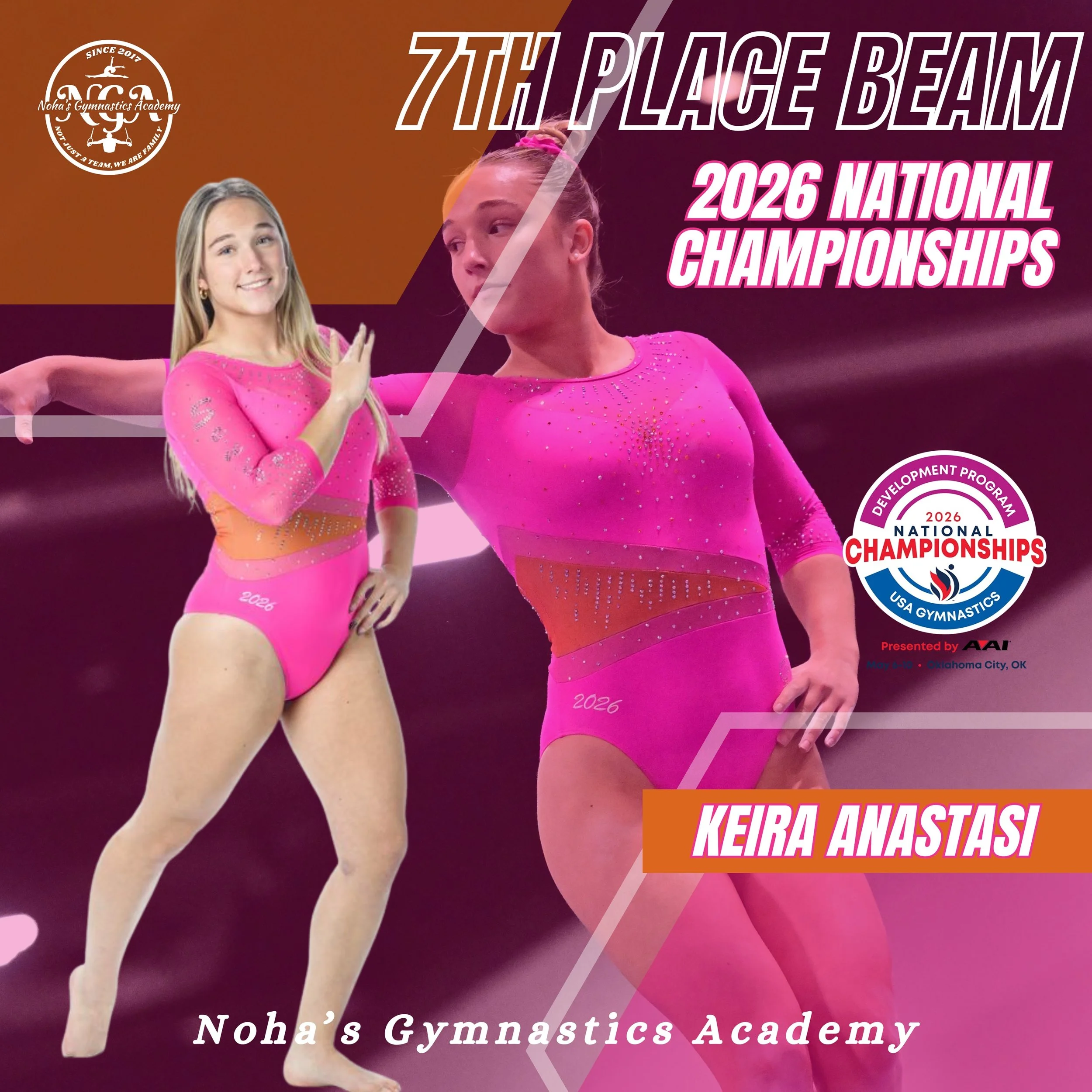 🏆 CONGRATULATIONS KEIRA ANASTASI - 7th ON BEAM IN THE NATION 🏆

What an incredible performance at the 2026 National Championships 💖🧡