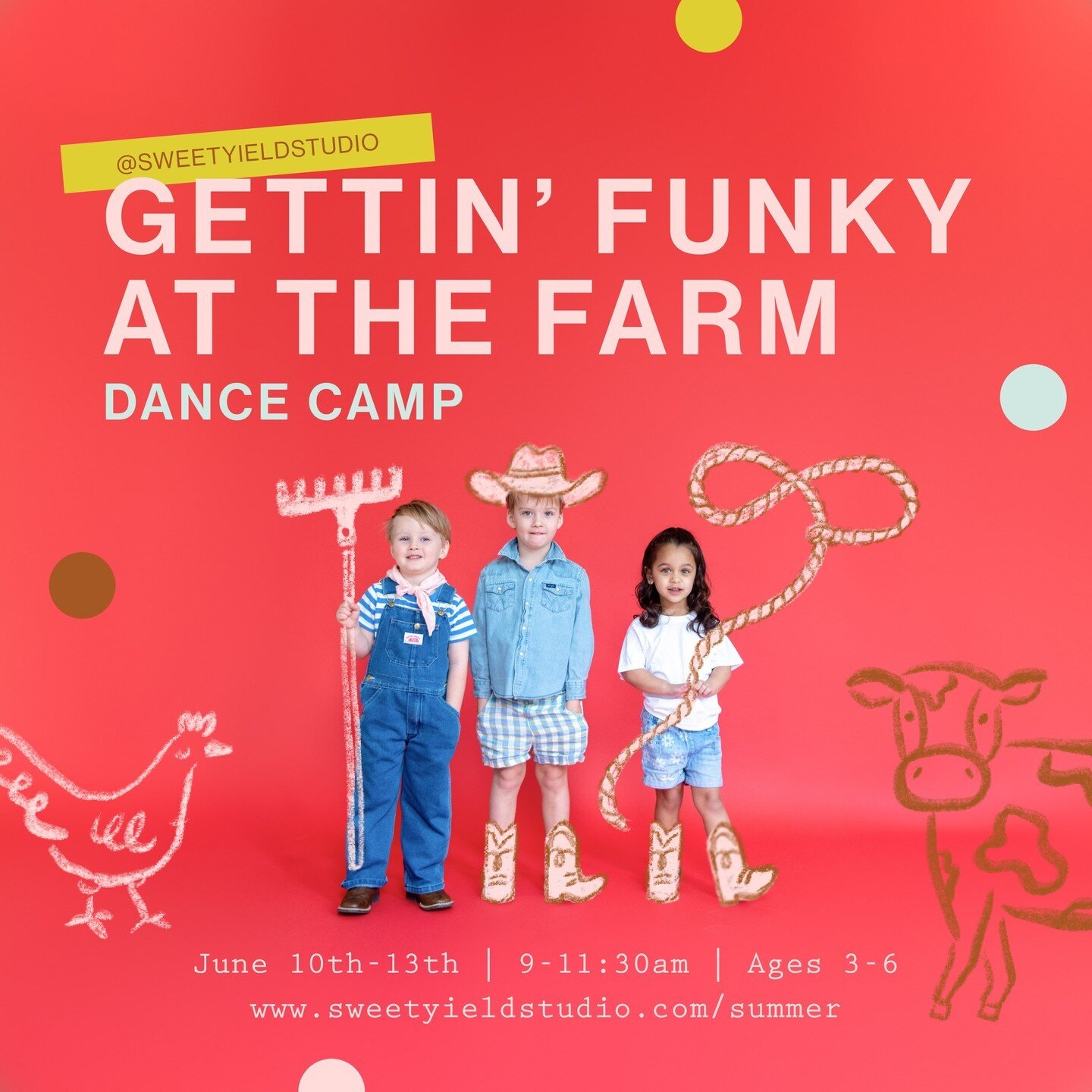 🐔🐄🐴👨&zwj;🌾 Join us this summer for Gettin&rsquo; Funky at the Farm Dance Camp! �⁠
⁠
Yee-haw! It's time to kick up your heels with our Gettin&rsquo; Funky at the Farm Dance Camp! Calling all young cowboys, cowgirls, and farm animal enthusiasts to