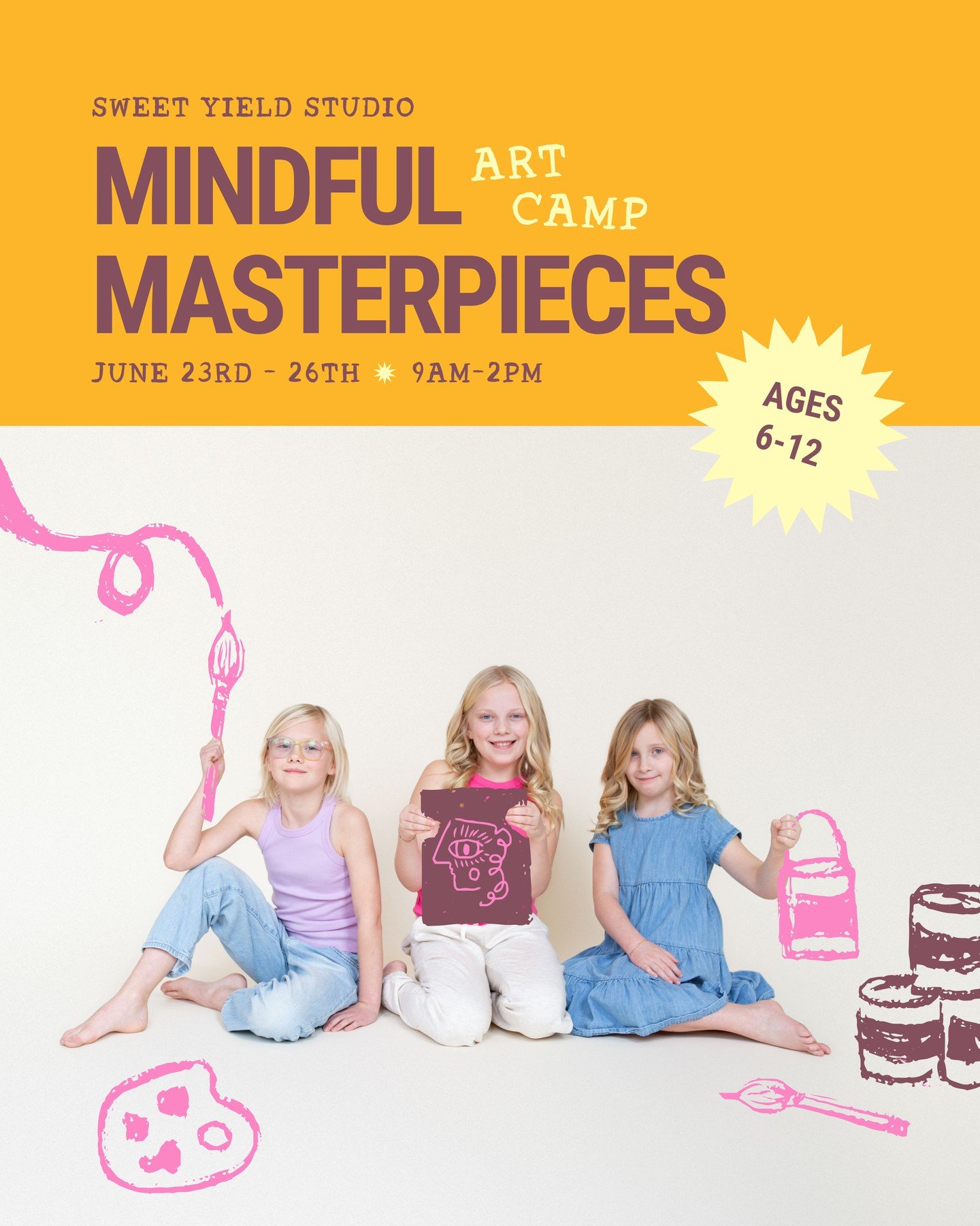 🎨THIS WEEK: Mindful Masterpieces Art Camp // June 23rd&ndash;26th, 9am-2pm for ages 6&ndash;12⁠
⁠
Calling all thoughtful creators! 🌿 This week-long art + movement camp invites young artists to make meaningful, purposeful art&mdash;like wind chimes 