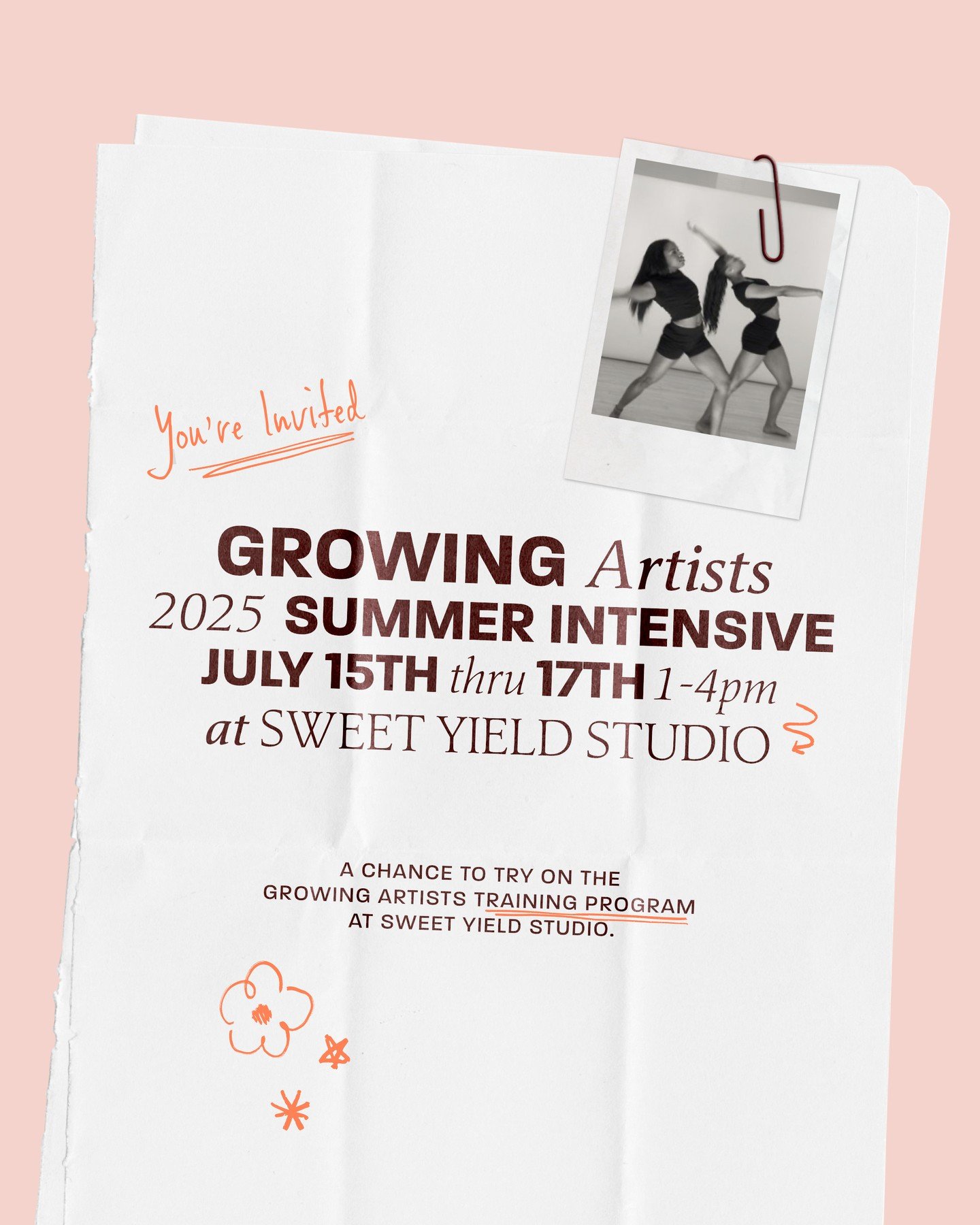You&rsquo;re invited! Join us for our 2025 Growing Artists Summer Intensive&mdash;a special opportunity to try on the framework of our advanced Training Program and Performance Company, Growing Artists.⁠
⁠
Over the course of three intentional days, y