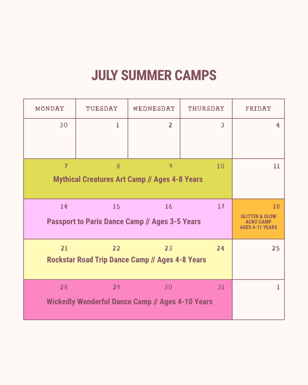 That&rsquo;s a wrap on our June Summer Camps &mdash; and what a joyful month it&rsquo;s been! We&rsquo;ve had an absolute blast dancing, crafting, field tripping, and creating art with your amazing kids. Thank you for sharing the start of summer with