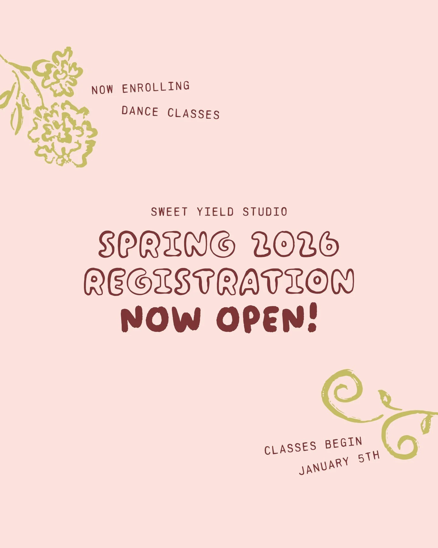 We&rsquo;re thrilled to invite you and your family to join us for the 🌸Spring🌸 Semester of our 2025-2026 Season!⁠
⁠
Our spring semester is brimming with opportunities for your child to shine, whether they&rsquo;re twirling into their first class or