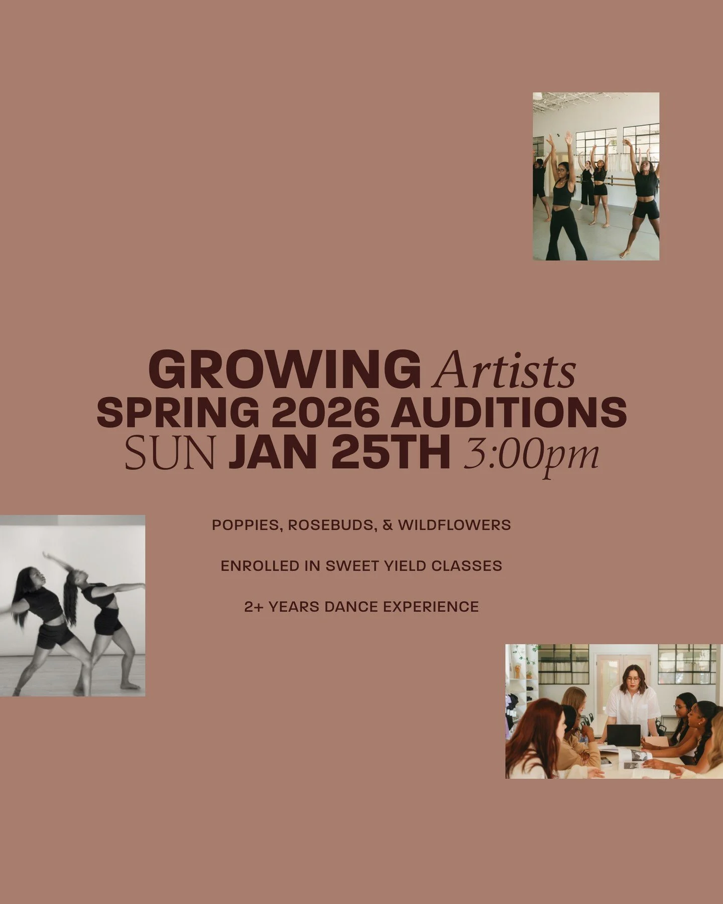 ✨ Now Accepting Audition Applications: Spring 2026 Growing Artists ✨⁠
⁠
Growing Artists is a training program and performance company designed for dancers who are dedicated to growing their technique, artistry, and confidence &mdash; both on and off 
