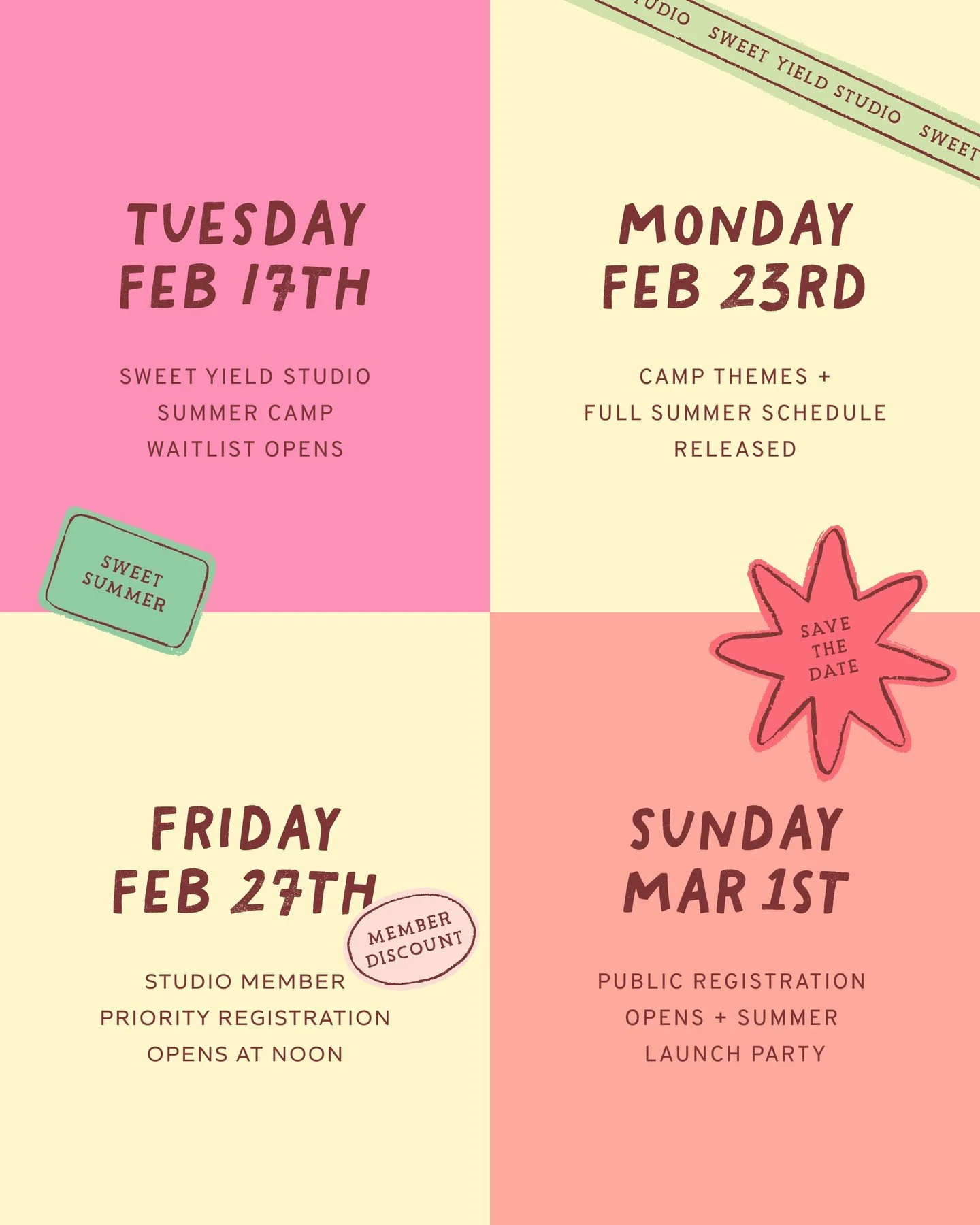 🌼 Summer is on its way and we are officially getting ready to open registration for our 2026 Sweet Yield Summer Camp season!⁠
⁠
We have been dreaming, building, and refining this year&rsquo;s offerings in a big way &mdash; art camps, dance camps, mo