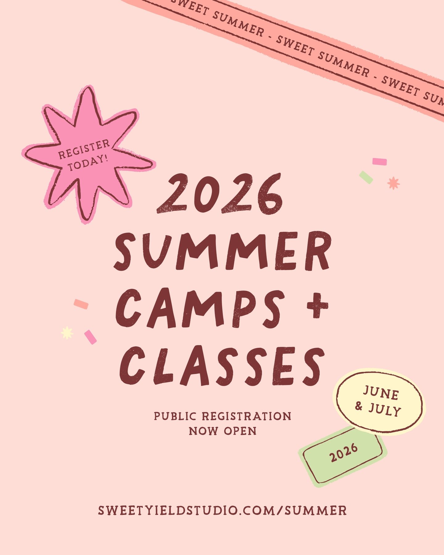 ✨NOW OPEN✨ 2026 Summer Camps &amp; Classes are open for registration TODAY! We&rsquo;re bringing you the most magical summer yet! 
⁠
🎨 Art Camps⁠
🩰 Dance Camps⁠
🌸 Nature Camps⁠
✨ One-Day Camps⁠
⁠
From structured, highly educational experiences to 