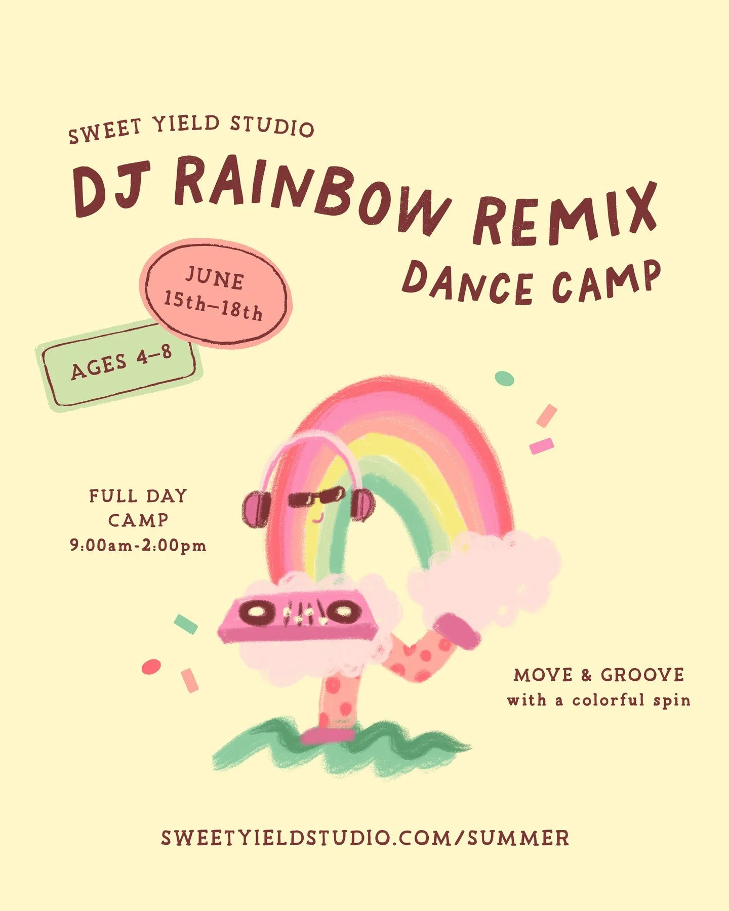 Step into a world where rhythm, color, and imagination come to life. 🌈🎧✨⁠
⁠
At DJ Rainbow Remix Dance Camp, dancers turn up the music and let the rainbow lead the way. Each day brings a new colorful theme as campers explore groovy choreography, dyn