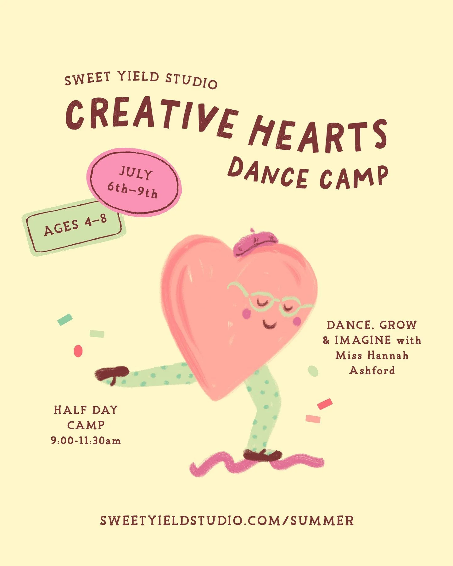Step into a week where imagination leads, kindness grows, and every child is celebrated for who they are. 💖⁠
⁠
Join Miss Hannah Ashford of Sweet Yield Studio for Creative HeARTs Dance Camp, a four-day journey blending dance, movement, art, storytell