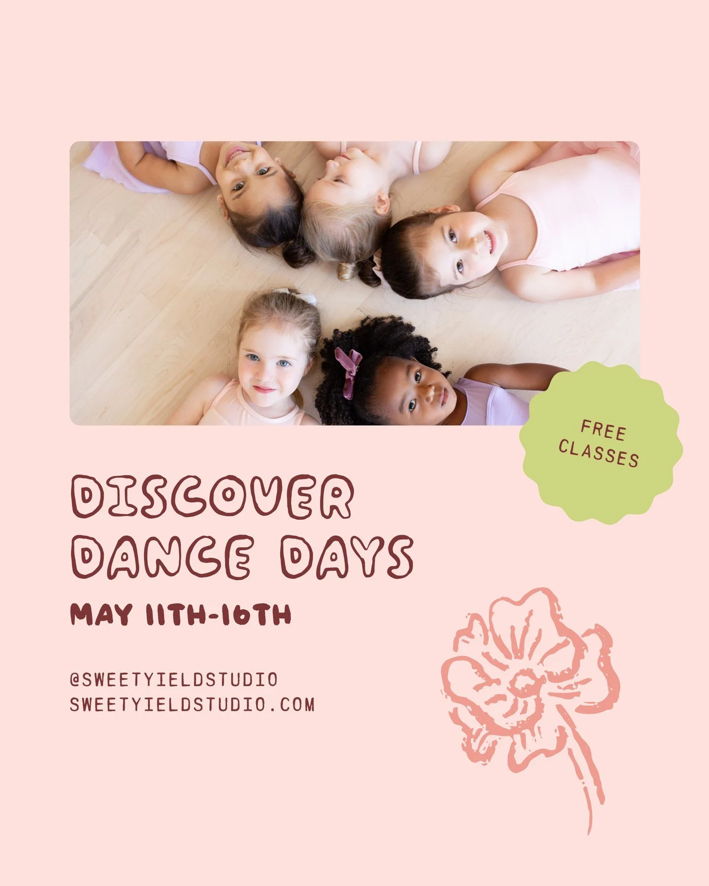 TODAY we are kicking off Discover Dance Days at Sweet Yield Studio! 🎉 If you have been thinking about dance classes, now is the perfect time to try it out- join us from May 11th-16th to trial new classes and find the right fit for your dancer! ⁠
⁠
?