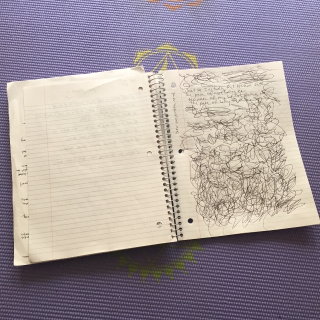 For me, release writing starts as traditional writing, and turns into shaking and scribbling.