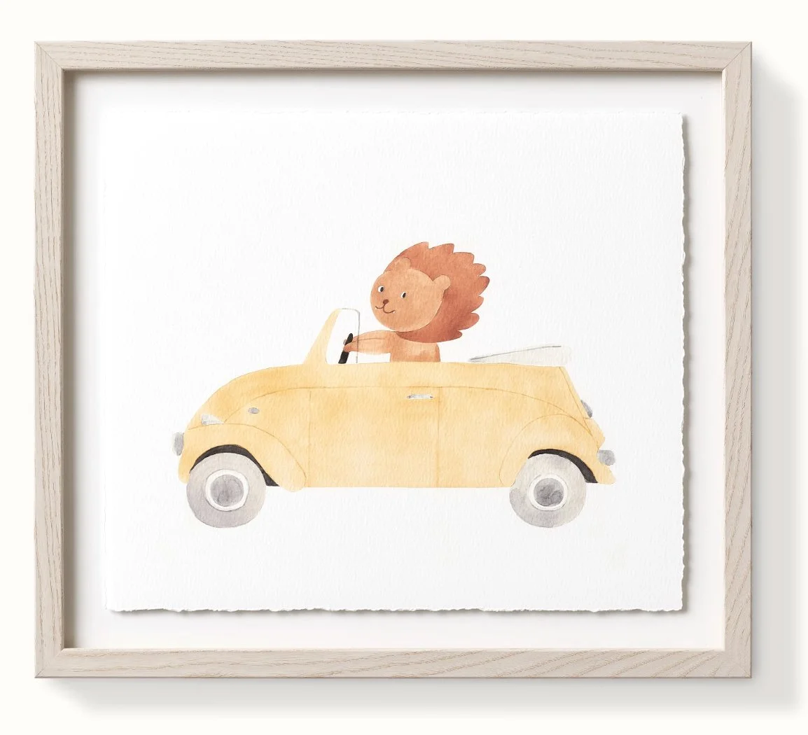 Watercolor Animal Transportation Art- Lion