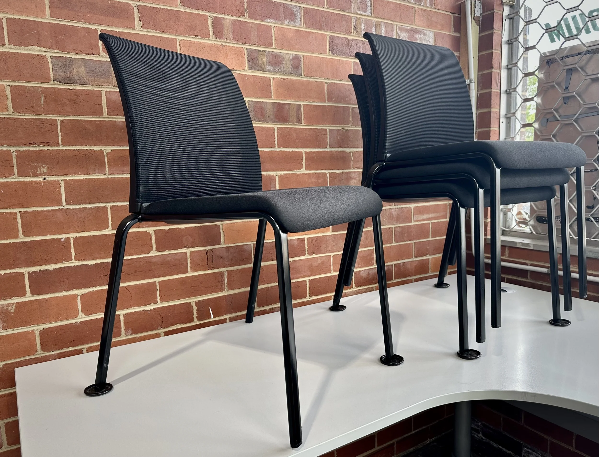 Steelcase Eastside Black Mesh Stackable Meeting Chairs