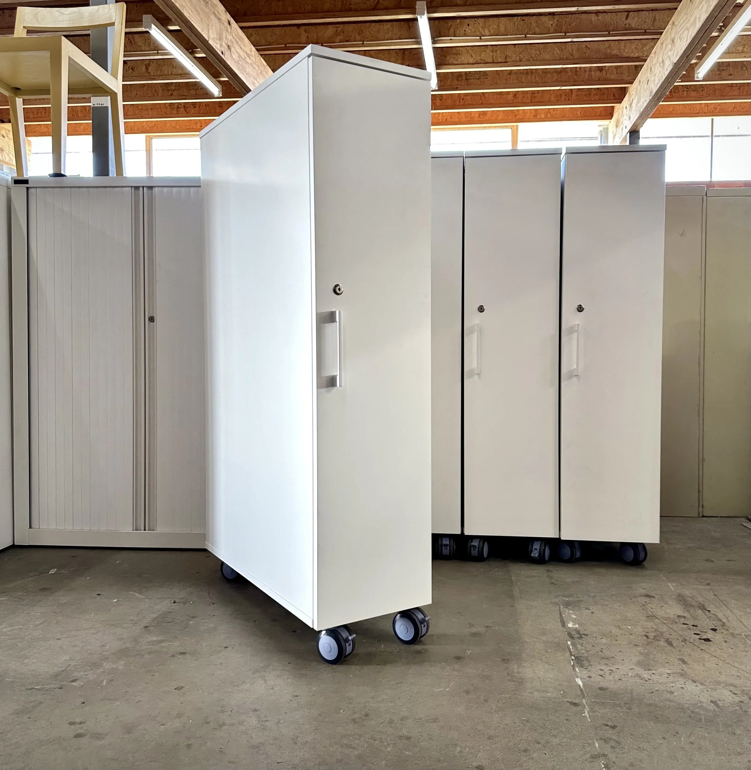White Commercial Mobile Storage Cupboards – 1300mm High