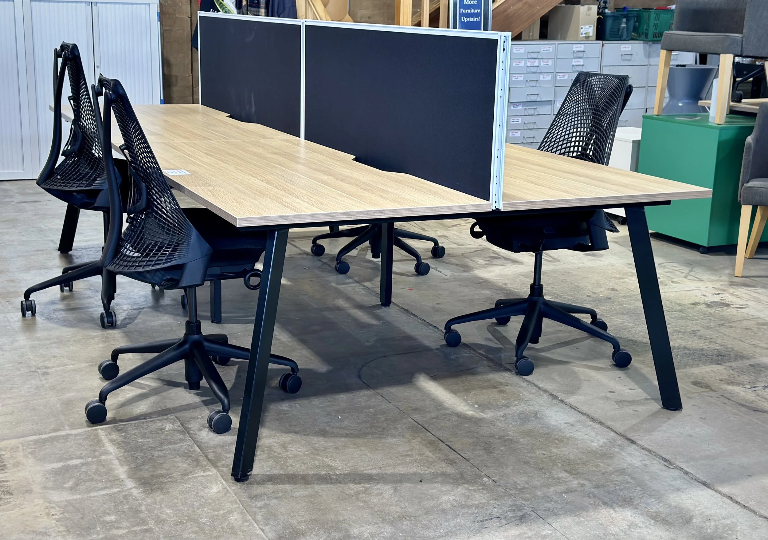Back-to-Back Workstations – Natural Oak Tops  