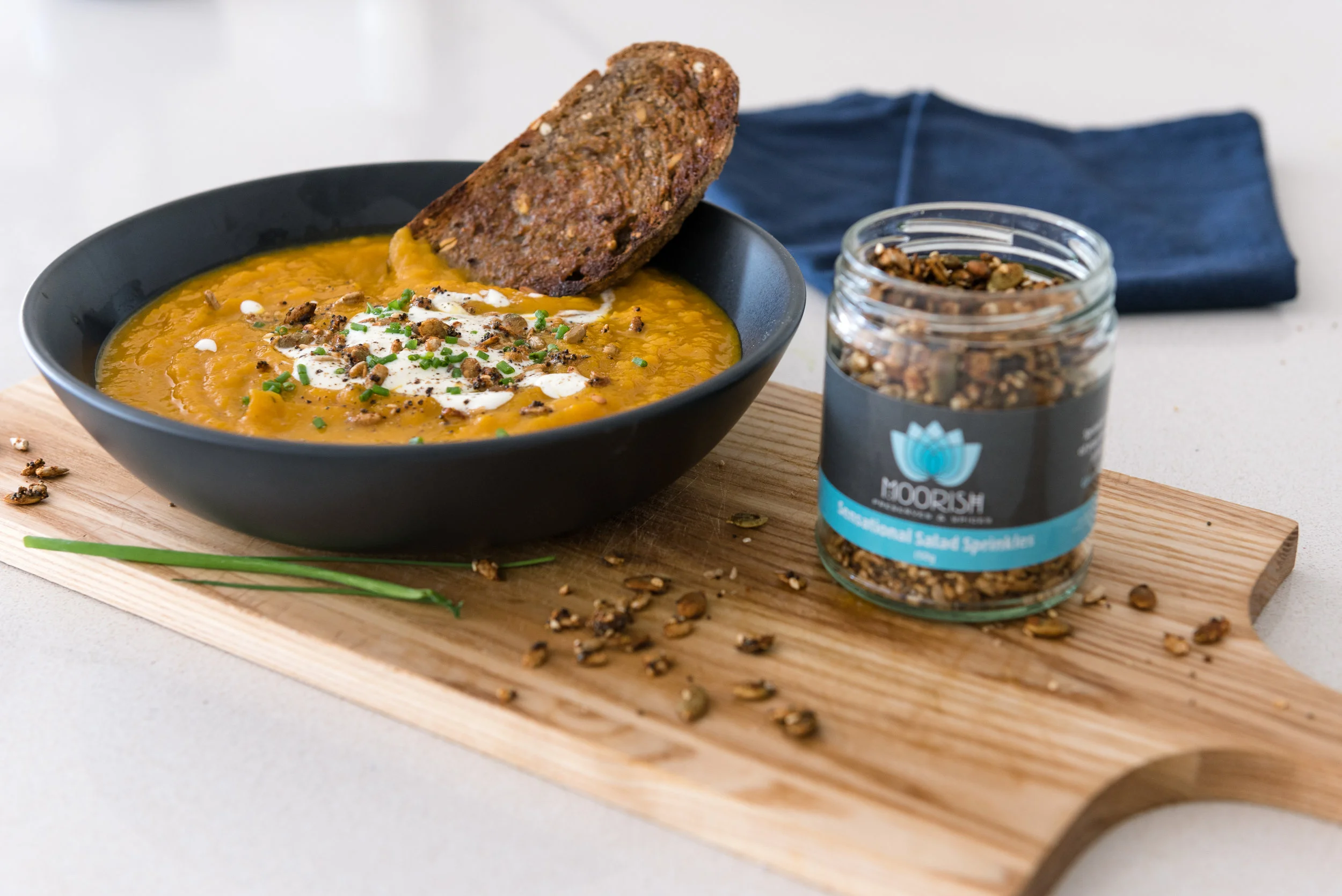 Pumpkin Soup with Moorish 'Sensational Salad Sprinkles' 
