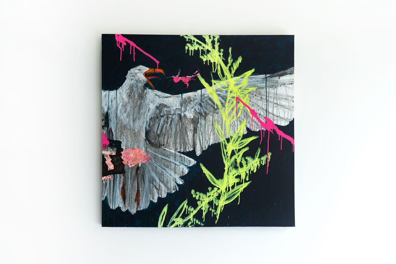 Meeuwen sterven in de haven 90 x 90 cm