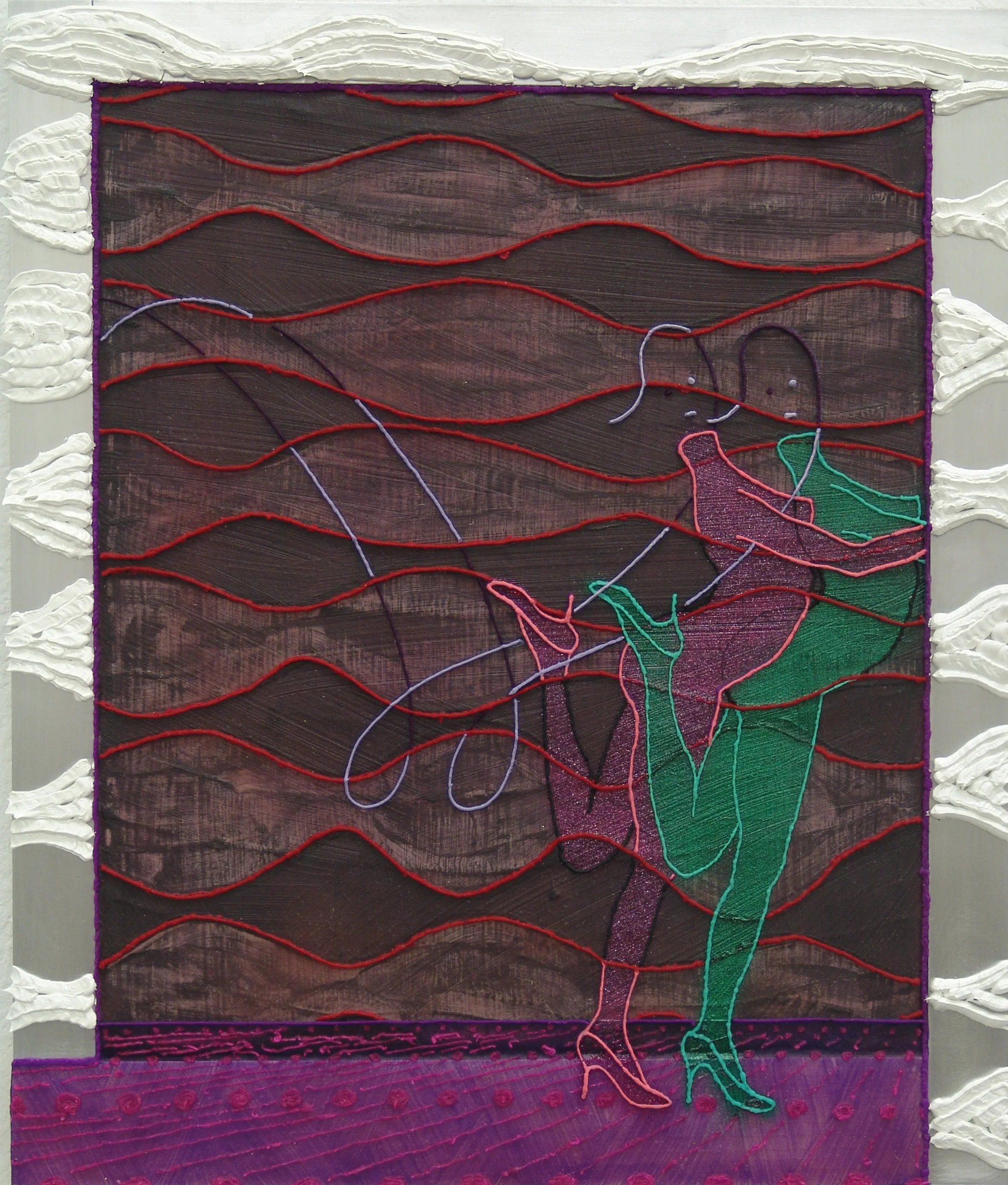 vergine 2018 36.5×43cm oil, beewax, pigment, spray, aluminium, wood on canvas