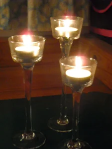 I always burn three candles while writing. Occasionally I’ll bring in a fourth if I’m working on a particularly intense moment. In case you were wondering