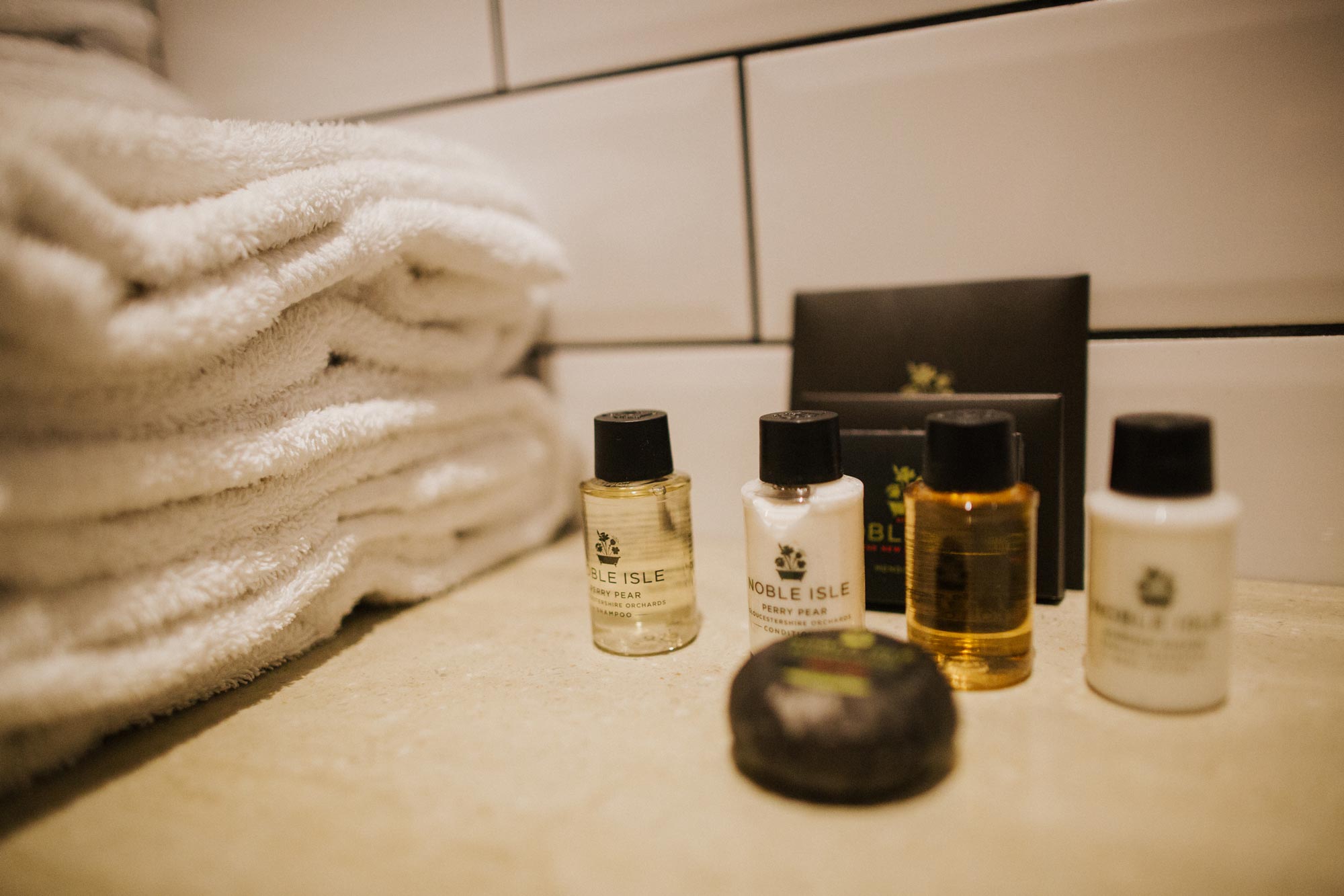 Noble Isle products in the hotel room at The Globe in Warwick.jpg