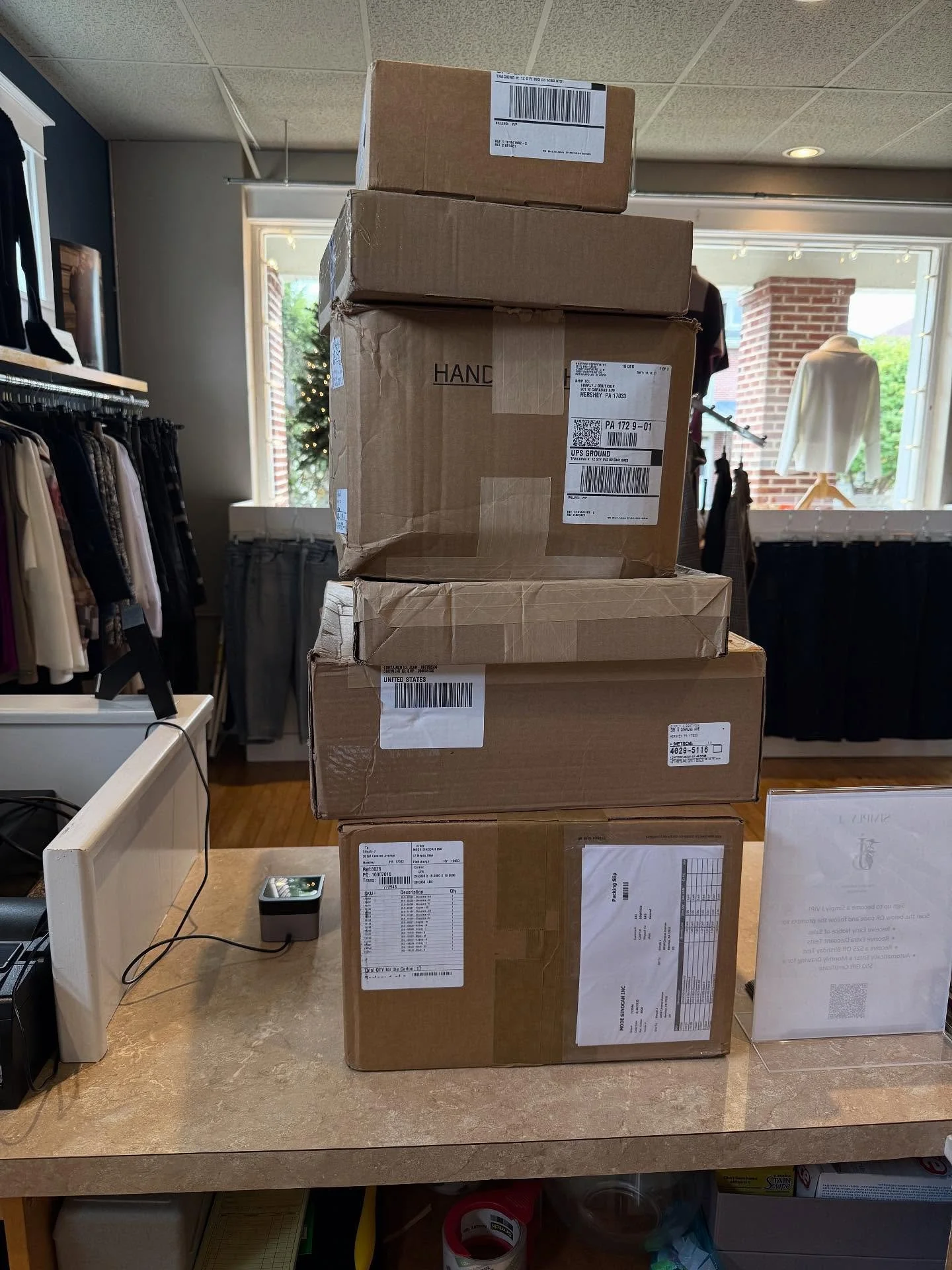 UPS was busy today!  Stop in and see our new arrivals from Lysse&rsquo;, Paige, Ribkoff, Renuar, Elliott Lauren, Atelier &amp; more!
.
.
#shopsimplyjhershey #fallfashion2025