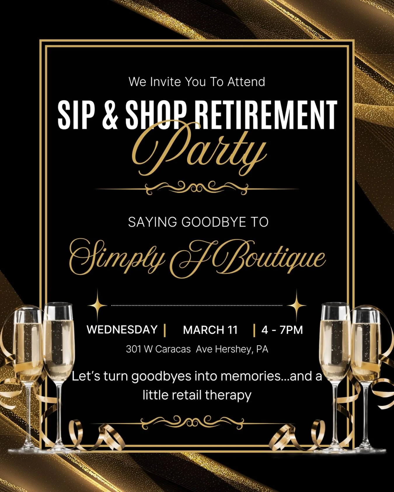 Join the party! We're celebrating the end of an era at Simply J on Wednesday, March 11 from 4:00 - 7:00PM! Don't miss out on the last-minute fun before we say goodbye on April 25.
.
.
#shopsimplyjhershey #hersheypa #camphillpa #lancasterpa