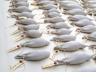 Jayne Ivimey, The Red List (detail) 2015, bisque fired stoneware