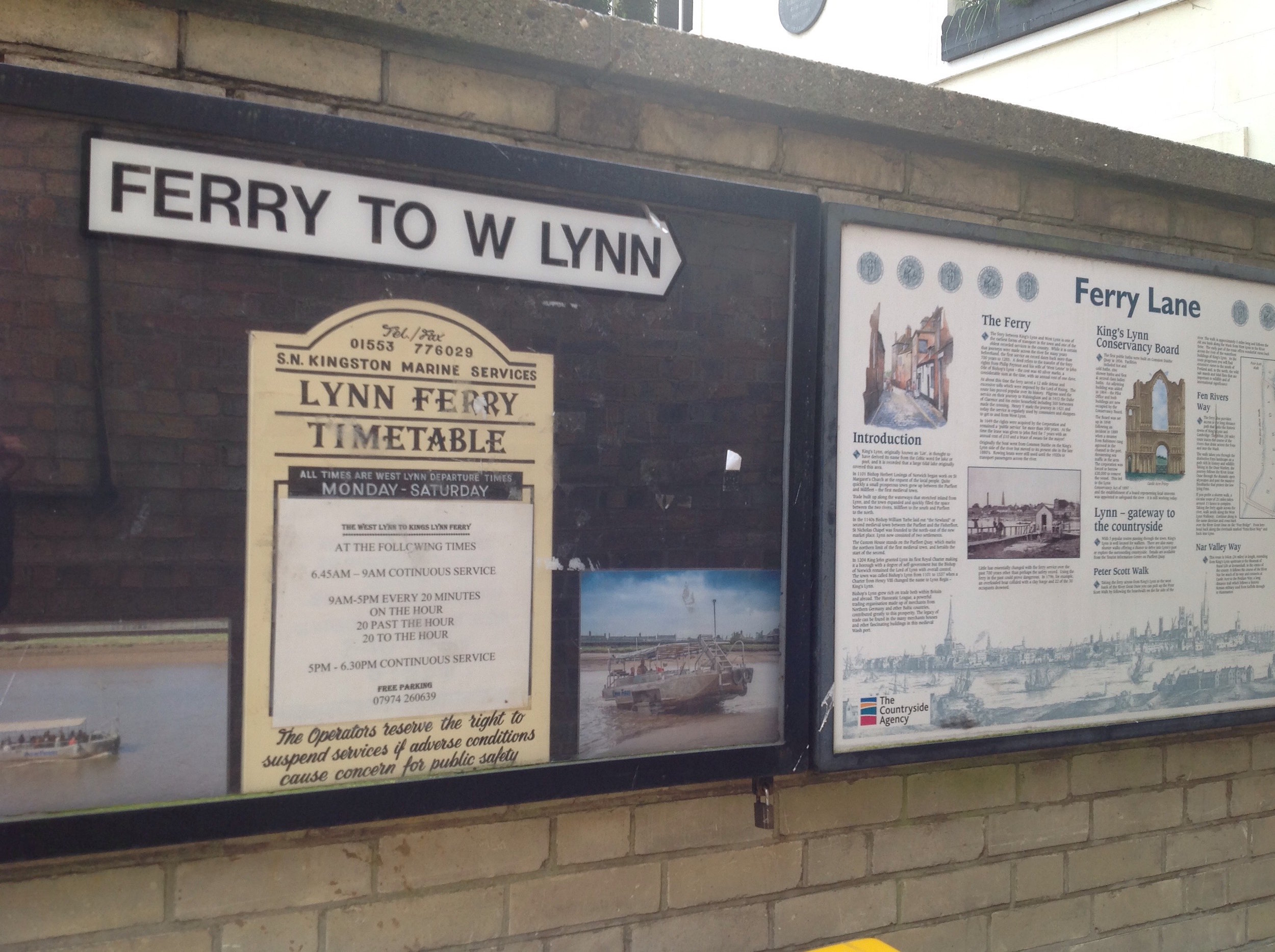 The main route across the Great Ouse to West Lynn is still the ferry, which runs regularly throughout the day.