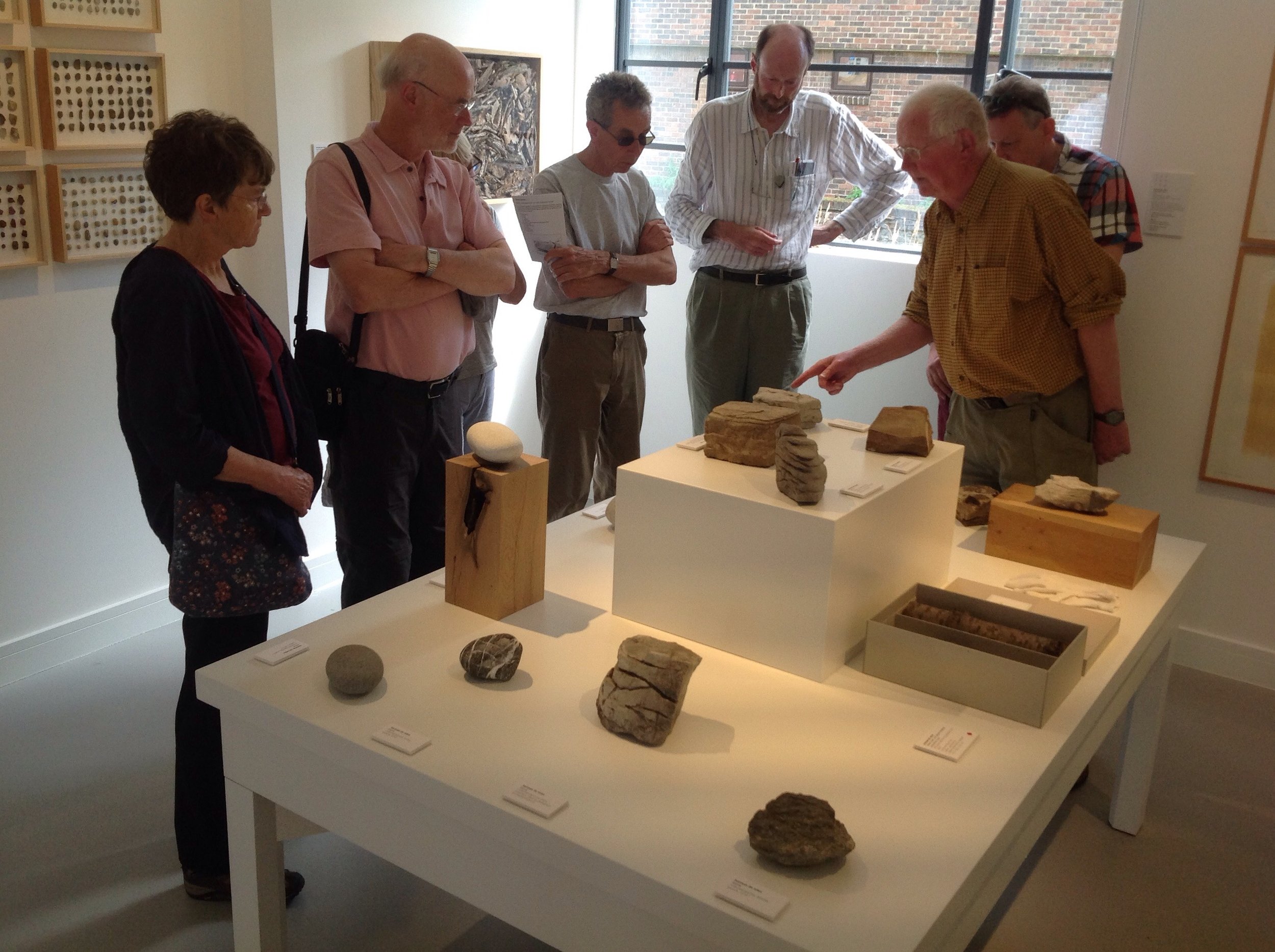 Robin Stevenson and Tim Holt Wilson talking about the stones on display at GroundWork from herman de vries's 3 places of action: Steigerwald, Digne les Bains and Gavdos, Greece.