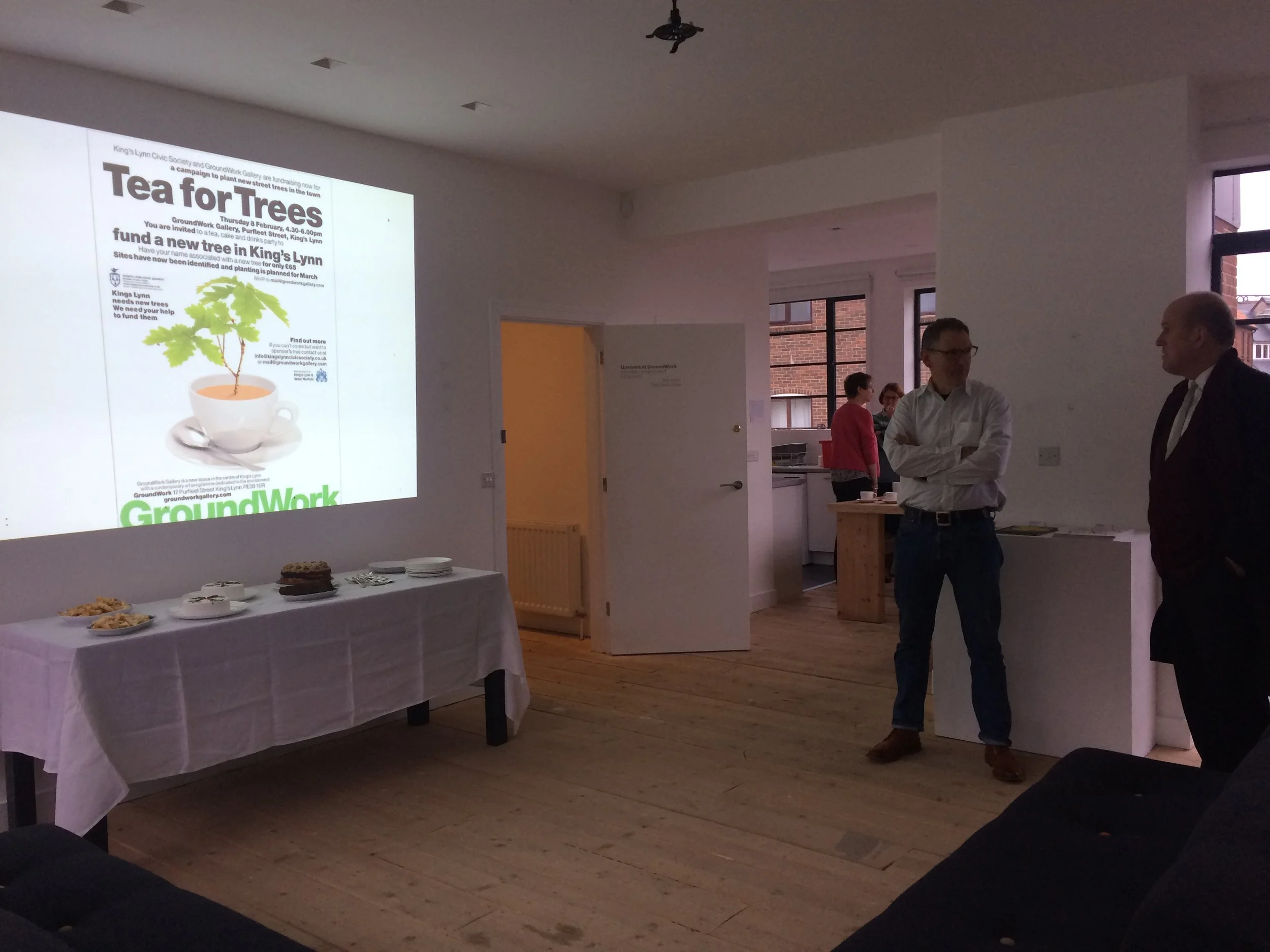 Waiting for guests at the Tea for Trees event on 8 Feb 2018