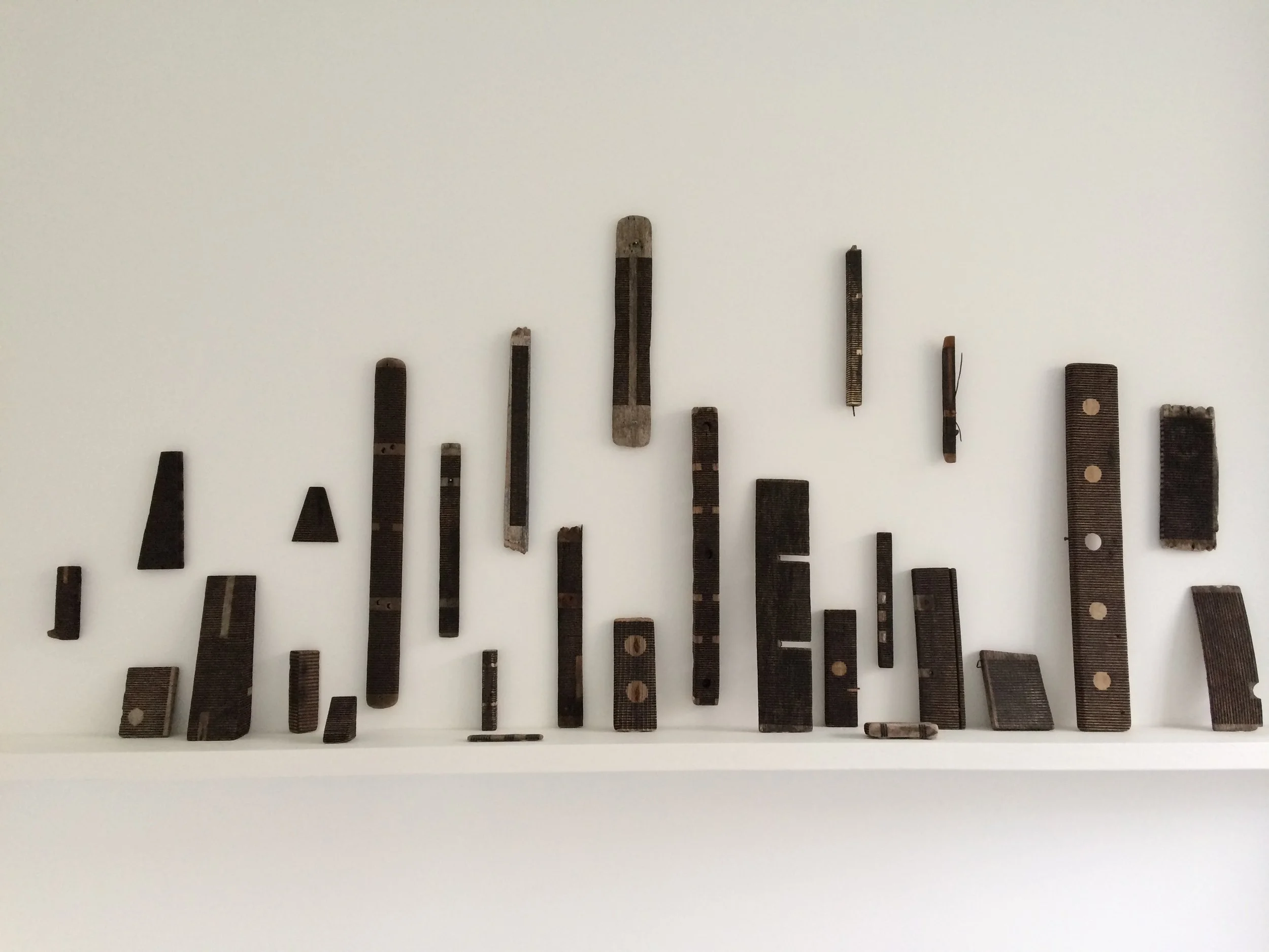 A group of Roger Ackling's works on show in the gallery