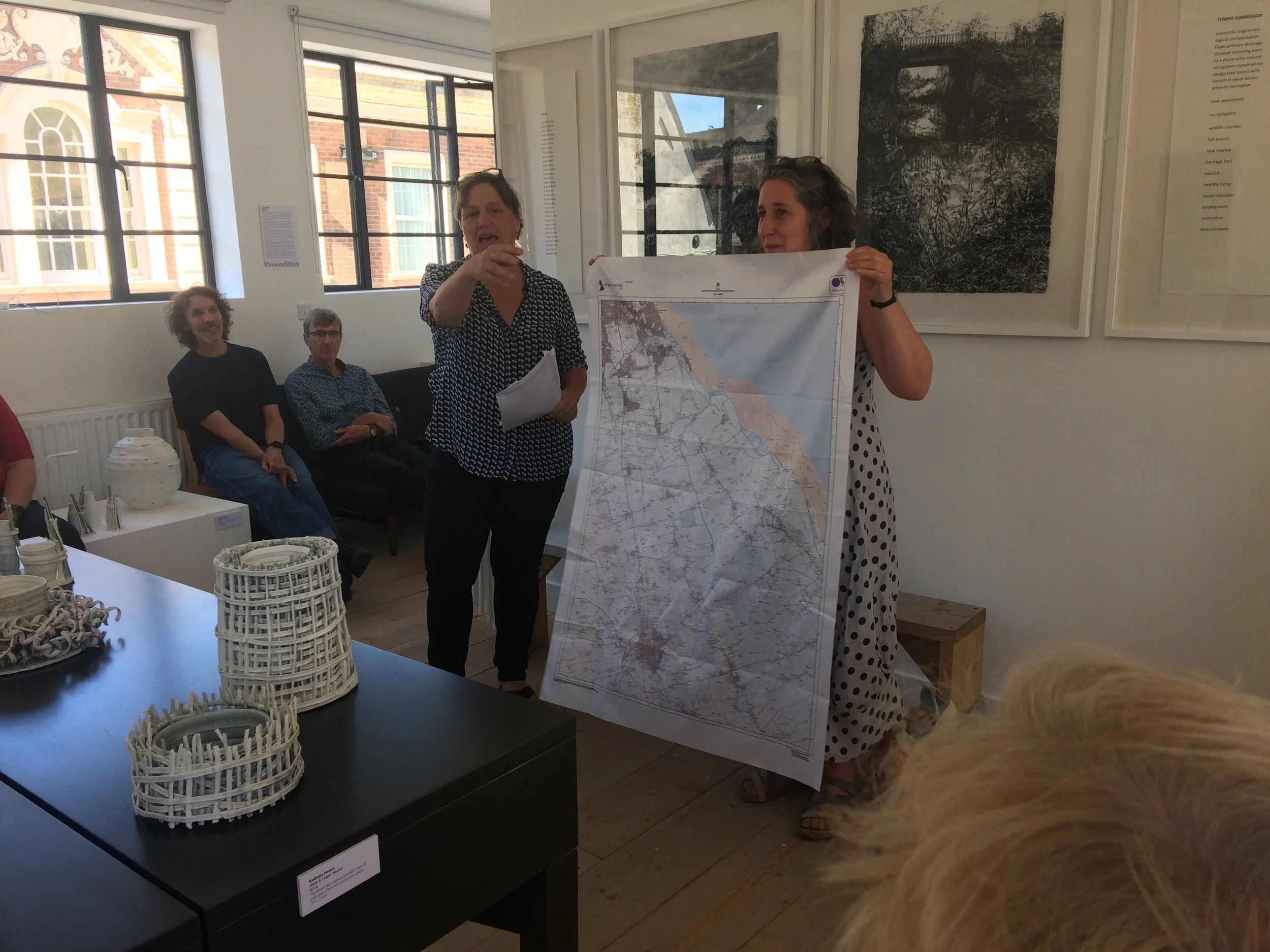 Judith Tucker and Harriet Tarlo talking about their work at GroundWork Gallery on 24th June