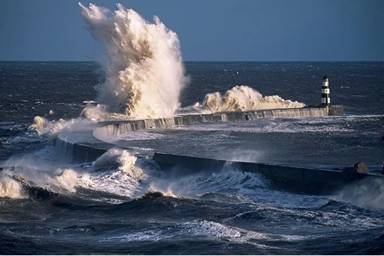 Roger Coulam, formerly a world renowned storm-chasing photographer has done a spectacular series of stormy images of lighthouses on the North-East Coast around Tynemouth.