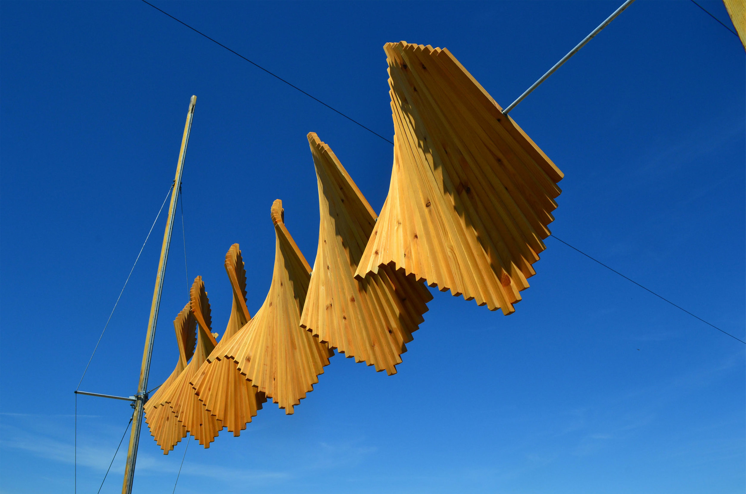  In 2018 Kaitlin was a selected artist for Cley Contemporary, Norfolk, and made this wind installation for siting on the beach 