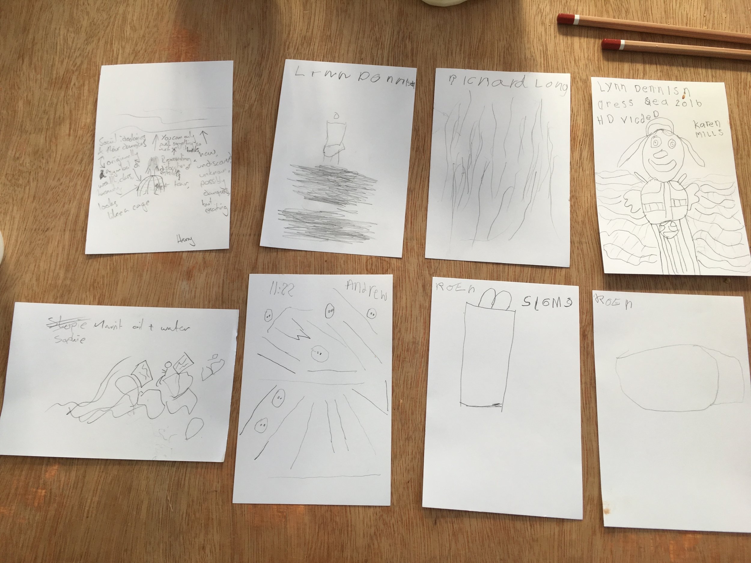 Pictures made by the group of their favourite works from the exhibition Water Rising