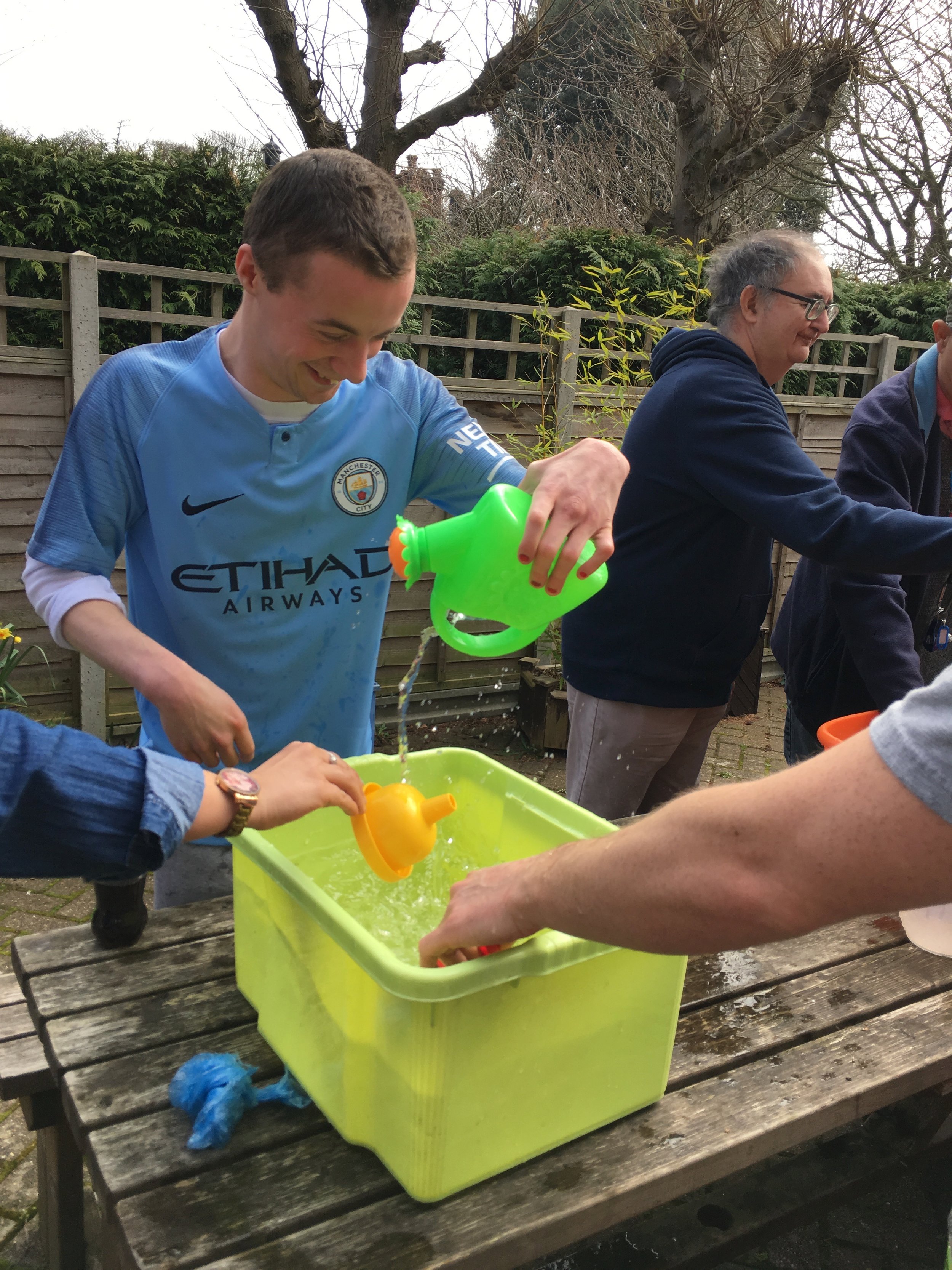 Living with Water experimenting with water at the Forward Day Centre