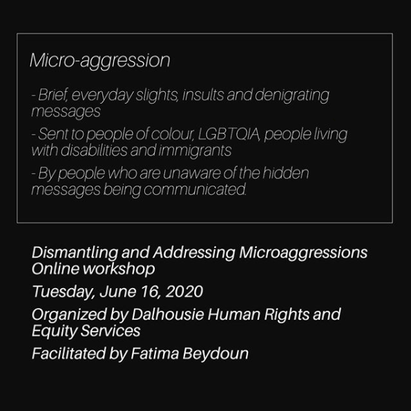 June 16, 2020 | Dalhousie | Microaggressions Online Workshop