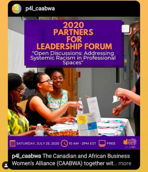 July 21, 2020 | Partners for Leadership Forum, Canadian and African Business Women's Alliance