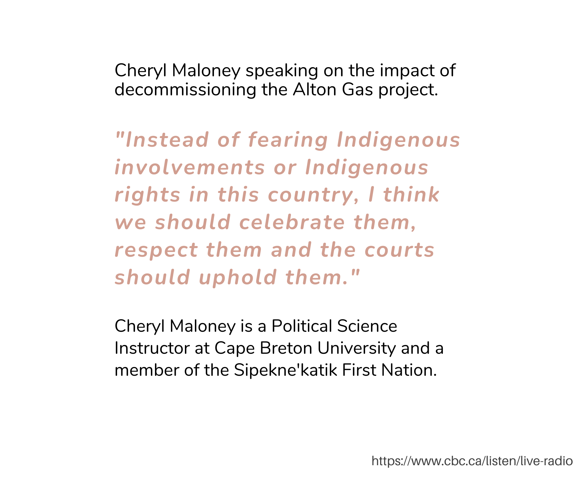 November 16 | Cheryl Maloney on the Alton Gas Project CBC