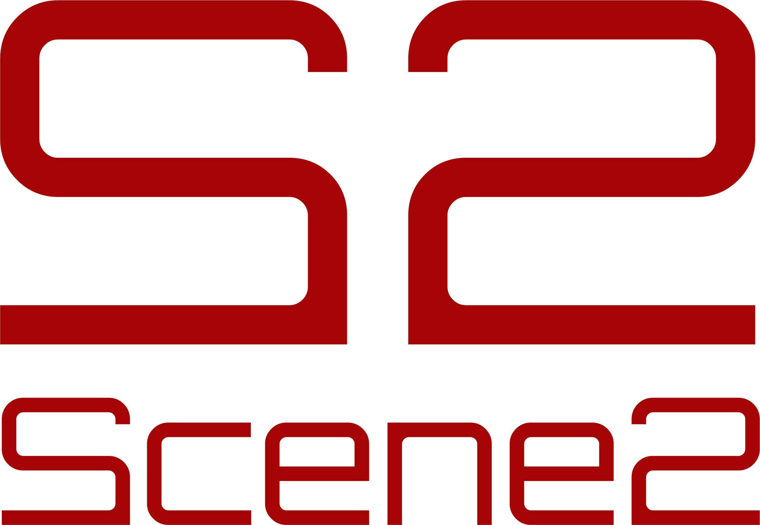 A white background with a red stylized logo representing Scene2.