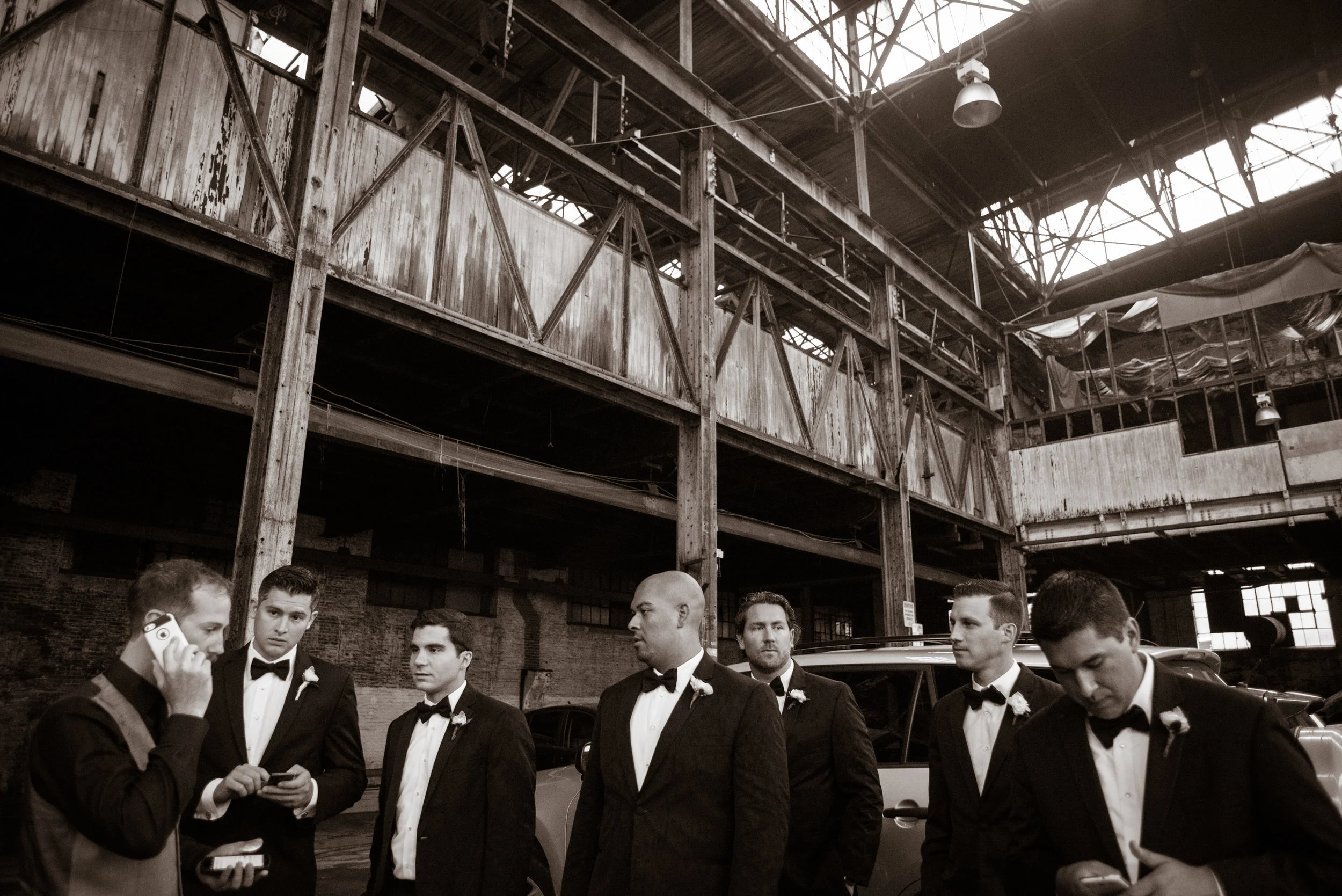 Groomsman talking on phone