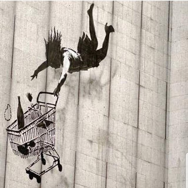 The Shop$ are OPEN.
&quot;Shop till you drop&quot;?
Or &quot;Drop shopping&quot;?
The choice is yours!?
#banksy