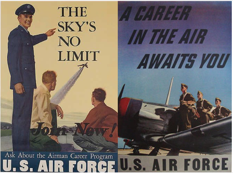 Classic Air Force recruiting posters circa 1948. Image: David Pollack Vintage Posters